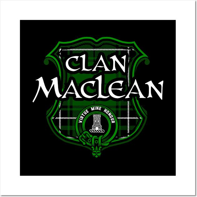 Clan MacLean Surname Scottish Clan Tartan Crest Badge Wall Art by Celtic Folk